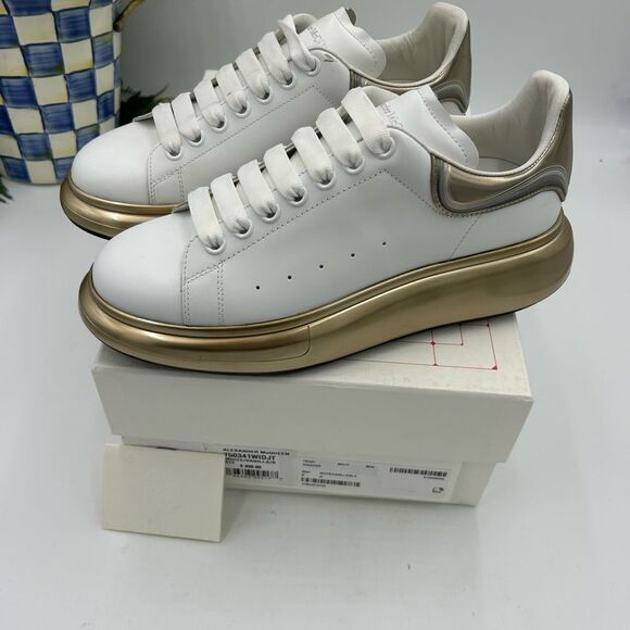 Men’s Alexander McQueen chunky white gold leather sneakers size 41 made in Italy - Picture 5 of 9
